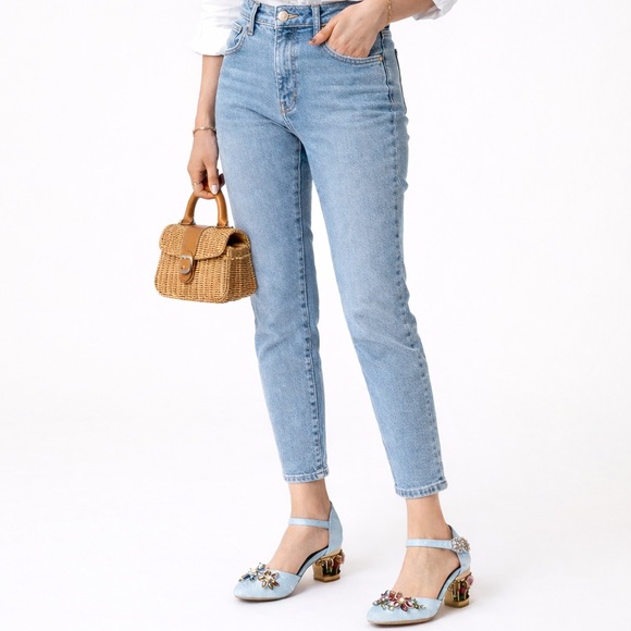 Handmade Blue Brocade Crystal Cage Shoes - Picture 3 of 8